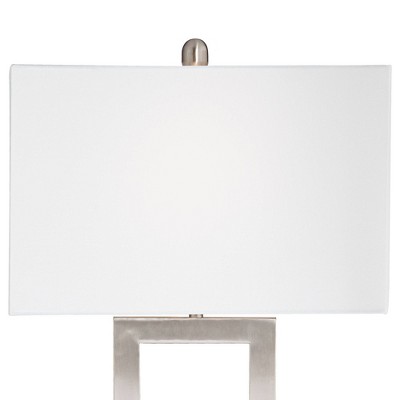 Brushed Nickel Modern Table Lamp with USB and AC Outlet