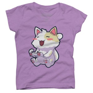 Girl's Design By Humans Anime Gamer Gaming Video Games Cat Kawaii Neko Gamer By KangThien T-Shirt - 1 of 3