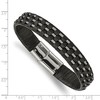 Black Bow Jewelry 12.3mm Stainless Steel Black Leather and Wire Bracelet, 8.5 Inch - 4 of 4