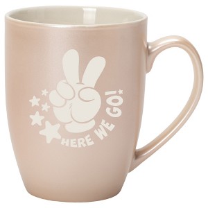 100 North Peace Sign 10 Ounce White and Precious Pearl Metallic Finish, Comfortably Fits Your Hands, New Bone China Coffee Tea Cup Mug, Here We Go! - 1 of 1