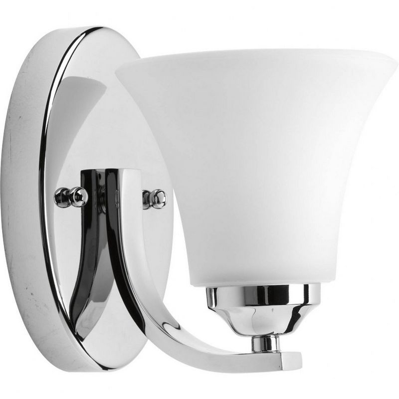 Progress Lighting Adorn 1-Light Wall Sconce, Ceramic, Polished Chrome, Tapered Glass Shade, 1 of 3