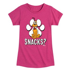 Girls' - Disney - Pluto Snacks? Fitted Short Sleeve Graphic T-Shirt - 1 of 4