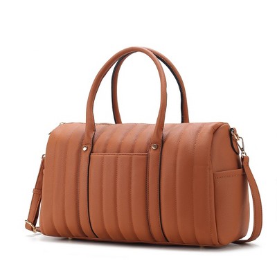 MKF Collection Luana Quilted Vegan Leather Women’s Duffle Bag by Mia K - Brown