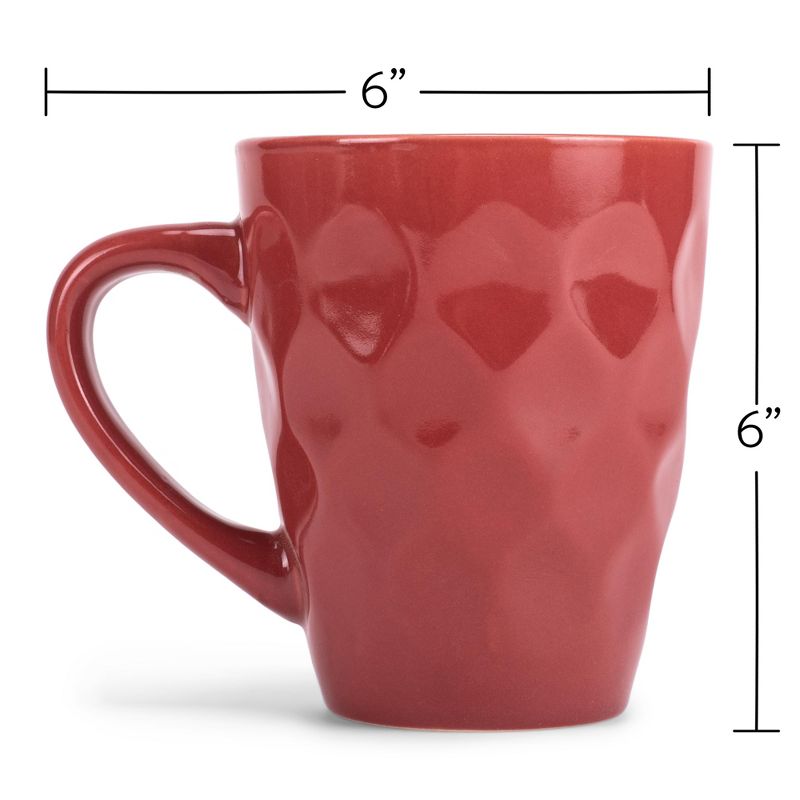 Elanze Designs Dimpled Red 12 ounce Glossy Ceramic Mugs Matching Set of 4, 4 of 6
