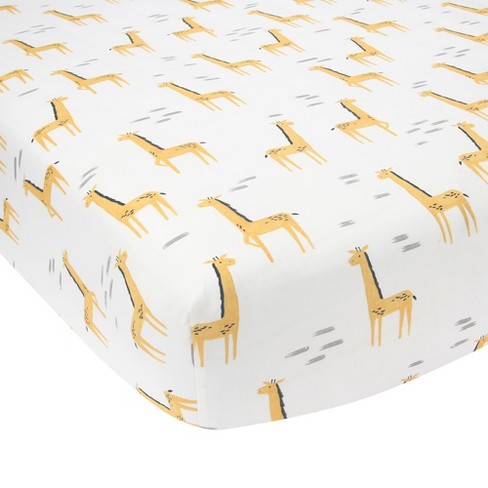 Lambs & Ivy Signature Giraffe Organic Cotton Fitted Crib Sheet - White ...