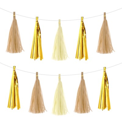Unique Bargains Party Decoration Reusable Tassel Garland Banner DIY Kits 15 Pcs