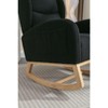 Vynxaria Black Teddy Fabric Rocking Accent Chair with Wooden Legs, Indoor Rocker - 3 of 4