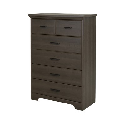 Gray Laminate 5-Drawer Chest with Metal Handles
