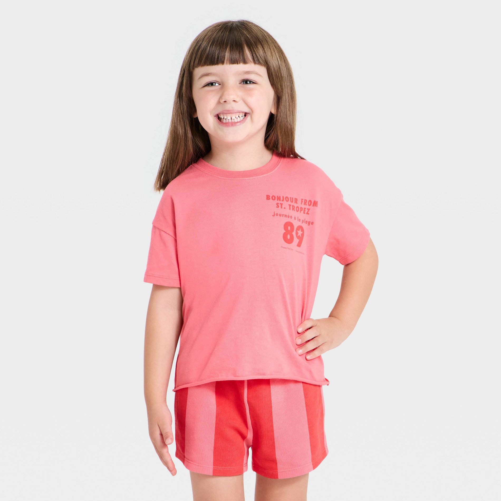 Grayson Mini Toddler Girls' St Tropez Oversized T-Shirt - Bright Pink