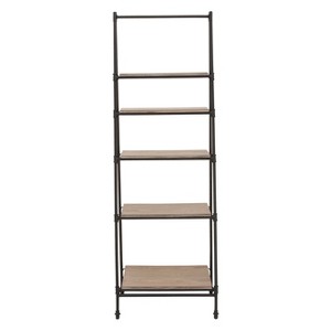 72" Metal and Wood 5 Shelf A Frame Book Stand Black - Olivia & May: Industrial Style, Fixed Shelves, Pine Surface - 1 of 4