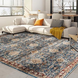 Boho Washable Rug - Non-Slip Vintage Area Carpet for Living Room, Bedroom, Kitchen - 1 of 4