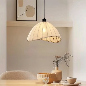 YANSUN 1-Light BOHO Black and White Umbrella Rattan Pendant Light, Hanging Lamp for Dining Rooms, Bedrooms or Cafes (2-Pack) Black and White - 1 of 1
