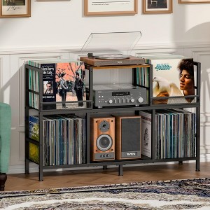 MOEPISY Record Player Stand, Turntable Stand with 3-Compartment Vinyl Storage Cabinet, Holds 300+ Albums - 1 of 4