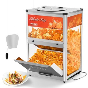 ROVSUN Nacho Machine Food Warmer, Nacho Chip Warmer Countertop Display Case with Warming Light, Removable Deflection, Glass Door, Scoop - 1 of 4