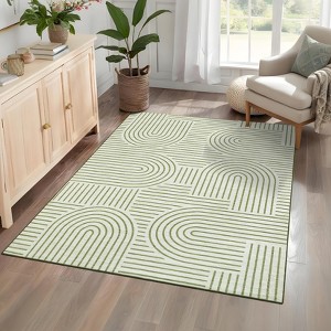 Living Room Rug, Washable Area Rugs, Abstract Rug for Bedroom, Area Low Pile Rug, Soft Rainbow Non Slip Throw Rugs with Rubber - 1 of 4