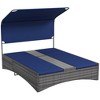Outsunny 5-Position Reclining Cushioned PE Rattan Outdoor Double Chaise Lounge with Canopy, Dark Blue - 4 of 4