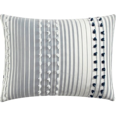 Navy and White Striped Microfiber King Comforter Set