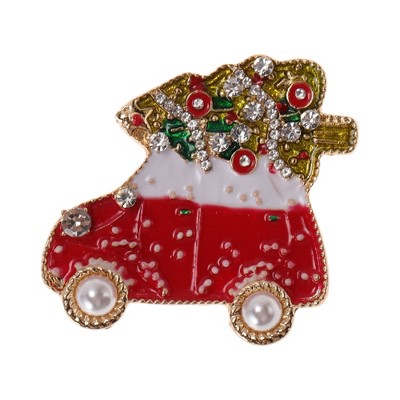 Unique Bargains Christmas Brooches YNCP7511 Alloy Dripping Wax Red 1.5"x1.46" 1 Pc