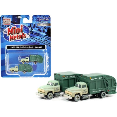 1957 Chevrolet Garbage Truck "Ironwood Sanitation" 2-Tone Green (Dirty) 2 pc Set 1/160 (N) Scale Models by Classic Metal Works