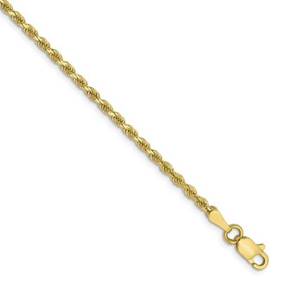 Black Bow Jewelry 2mm 10k Yellow Gold Diamond Cut Solid Rope Chain Bracelet