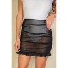 Slickblue Women's Mesh Mini Skirt, Ruched Bodycon Fit with Ruffle Trim, Party Style, Black/White/Yellow Multi, Size S-L - 2 of 4
