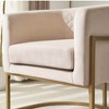 Upholstered Velvet Accent Chair with Gold Metal Bracket, Medieval-Inspired Lounge Chair with Curved Backrest for Living Room, Office - 3 of 4