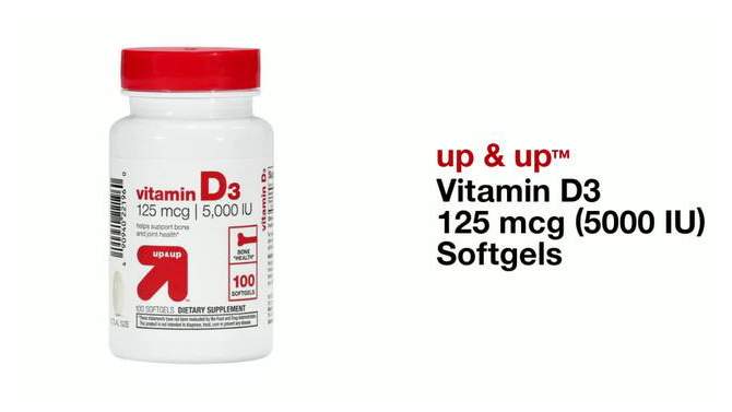 Vitamin D3 125 mcg (5000 IU) Softgels - up & up™, 2 of 8, play video