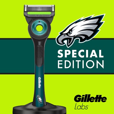 GilletteLabs + NFL Special Edition Philadelphia Eagles Men's Razor with 4 Razor Blade Refills and Magnetic Stand: Including Whole Body