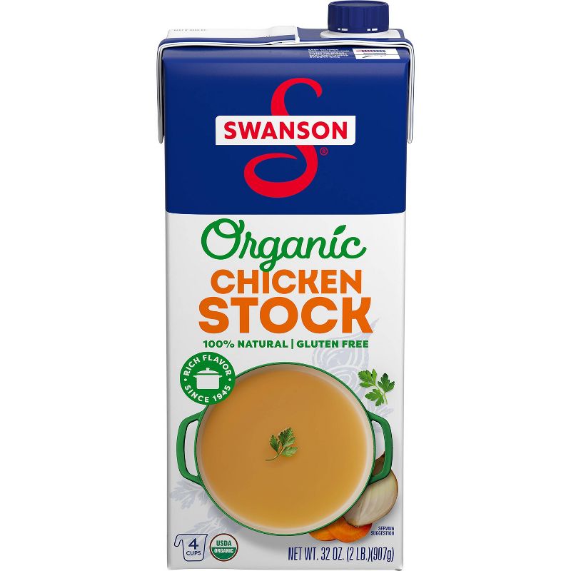Swanson 100% Natural Gluten Free Organic Free-Range Chicken Stock - 32 fl oz, 1 of 15