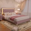 TIRAMISUBEST Full/Queen Size Upholstered Bed Frame with LED Lights, Modern Velvet Platform Bed with Tufted Headboard - 2 of 4