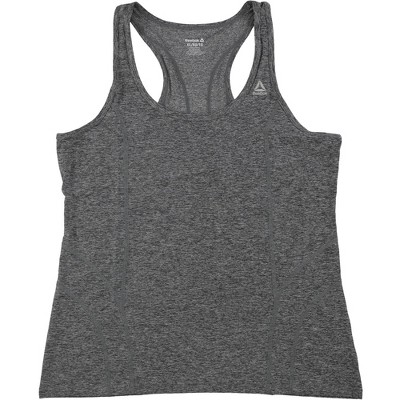 Reebok Womens Marled Jersey Racerback Tank Top, Black, Medium