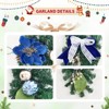 6 FT Christmas Garland with Lights, with Lighted, Timer, Blue Flower for Mantle Fireplace Front Door Stairs Railing, Indoor, Battery Operated - 2 of 4