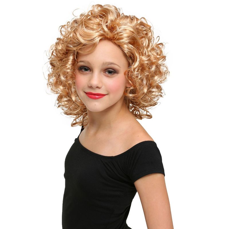 HalloweenCostumes.com One Size Fits Most Girl Grease Girls Bad Sandy Wig, Yellow, 1 of 3