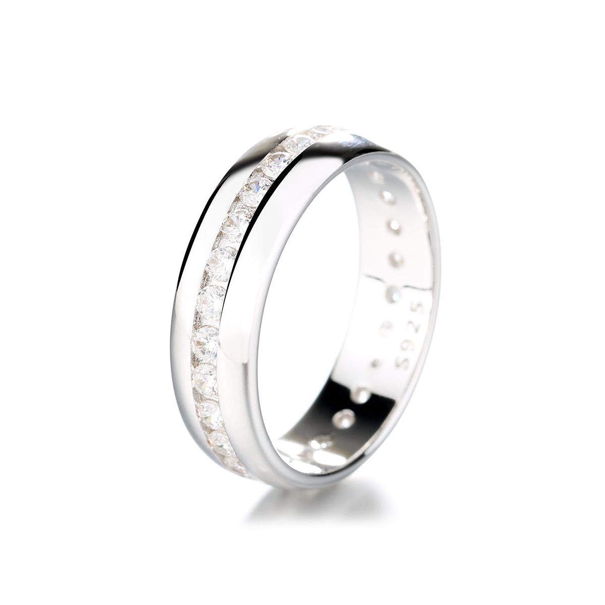 Amy and Annette 14K Gold Channel Set Eternity Band Ring with Crystals - thumbnail 2