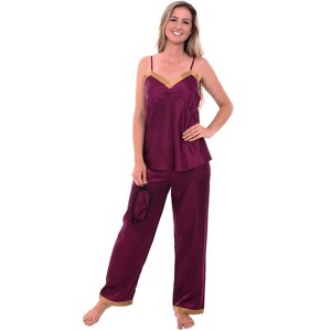 ADR Women's Satin Pajamas, Cami Top Pj Set with Sleep Mask - 1 of 3