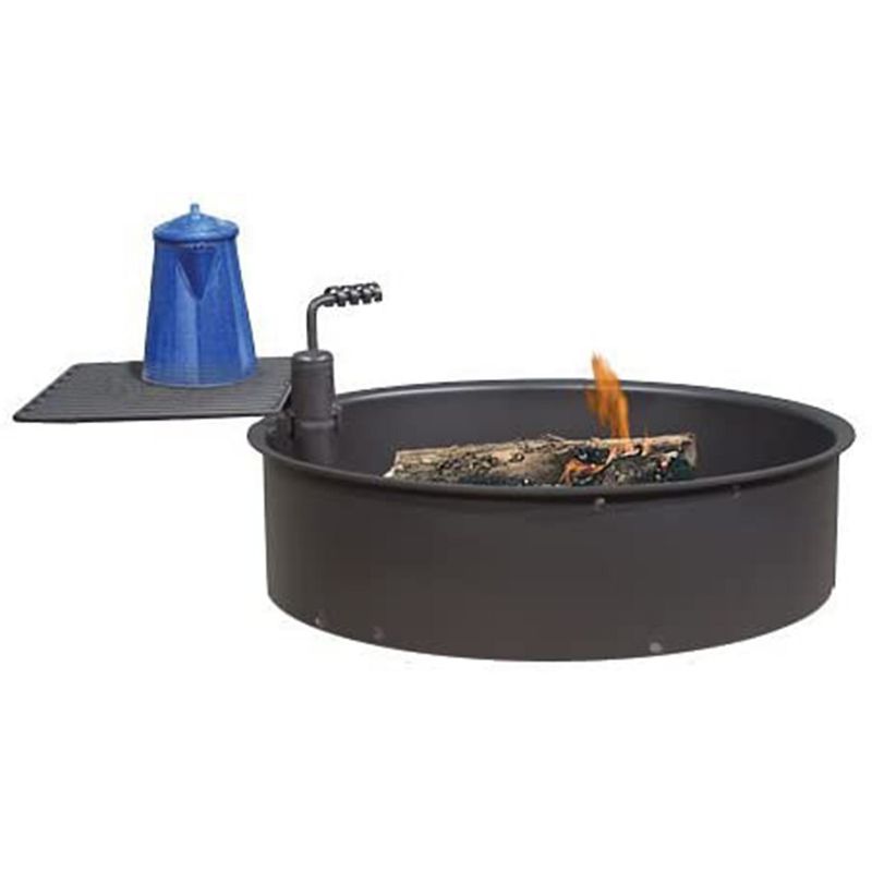 Pilot Rock 30 Inch Heavy Duty Steel Ground Fire Pit Ring Insert Liner and Metal Cooking Grate for Grilling, Camping, and Backyard Bonfires, Black, 2 of 6