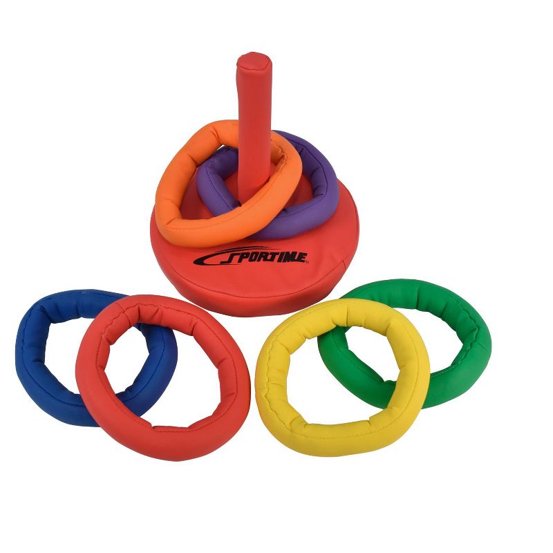 Sportime Soff-Ring Toss Game with Post, Assorted Colors, Set of 6 Rings, 3 of 4