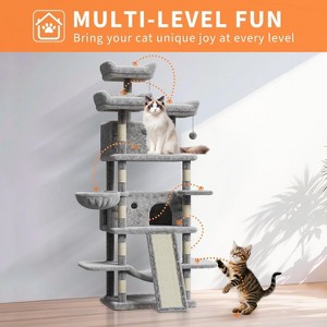 68.5in Tall Indoor Cat Tree for Large Cats, Upgraded Heavy Duty Cat Tower with Scratching Posts/Condo/Plush Perches/Hammocks/Dangling Balls - 1 of 4