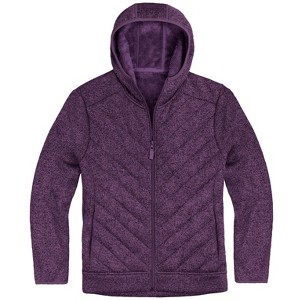 Ladies’ Soft Heather Fleece Full Zip Hooded Jacket with Berber Lining - 1 of 4