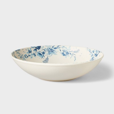 Melamine Floral Serving Bowl Blue - Threshold™ designed with Studio McGee: Round, Dishwasher-Safe, 112 oz.