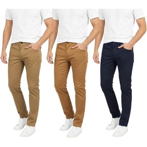 Mens 3 Pack Chinos Slim Fit Stretch Pants - 1 of 4