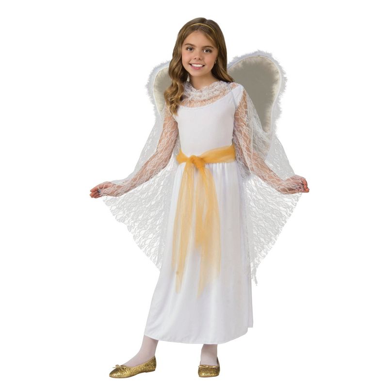 Rubies Deluxe Lace Girls Angel Costume, 1 of 3