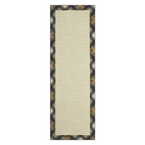 Modern Bordered Living Room Bedroom Area Rugs, Washable Soft Non Slip Throw Carpet for Dining Room, Foldable Thin Mat - 1 of 4