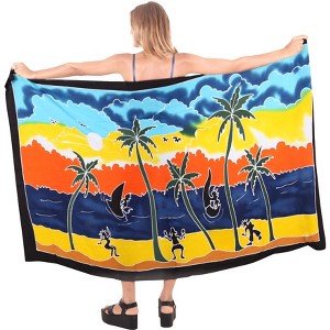 LA LEELA Women's Summer Beach Wrap Bikini Wraps Sarong Swimwear Cover up Skirt Bathing suit Swimsuit Pareo for Women One Size Multicolored, Tree - 1 of 4