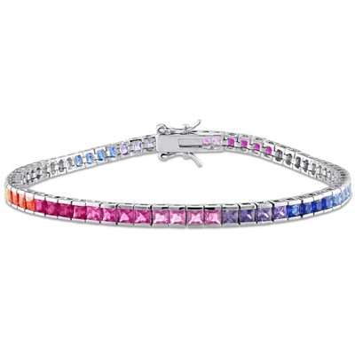 EVERLY JEWELRY | Yellow Plated Sterling Silver 8 CT TGW Multi Color Cubic Zirconia Tennis Bracelet, 7 inch
