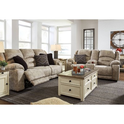 Two-Tone Brown and White Rectangular Wood End Table with Storage