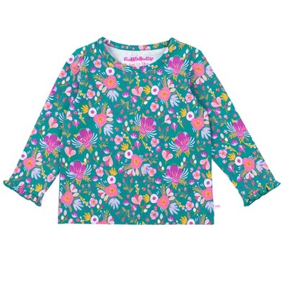 RuffleButts Girls Knit Long Sleeve Ruffle Layering Tee