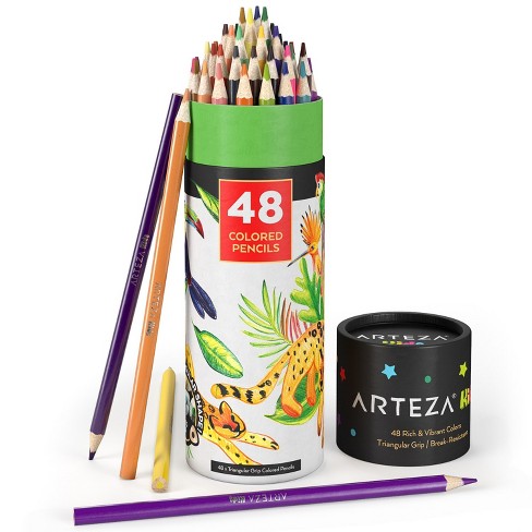 Arteza Kids Colored Triangular Pencils, Metallic And Neon Colors - 48 Piece  : Target