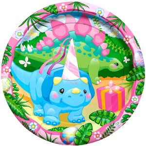 Treasures Gifted Girl Dinosaur Plates 7in - Girl Dinosaur Party Supplies - 16 Pack - 1 of 1