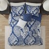 Sapphtopaz 6 Piece Full/Queen Comforter Set Bedding Set Damask Plant Print Pattern with Solid Color Back Reversible Cotton Quilt Set - 2 of 4